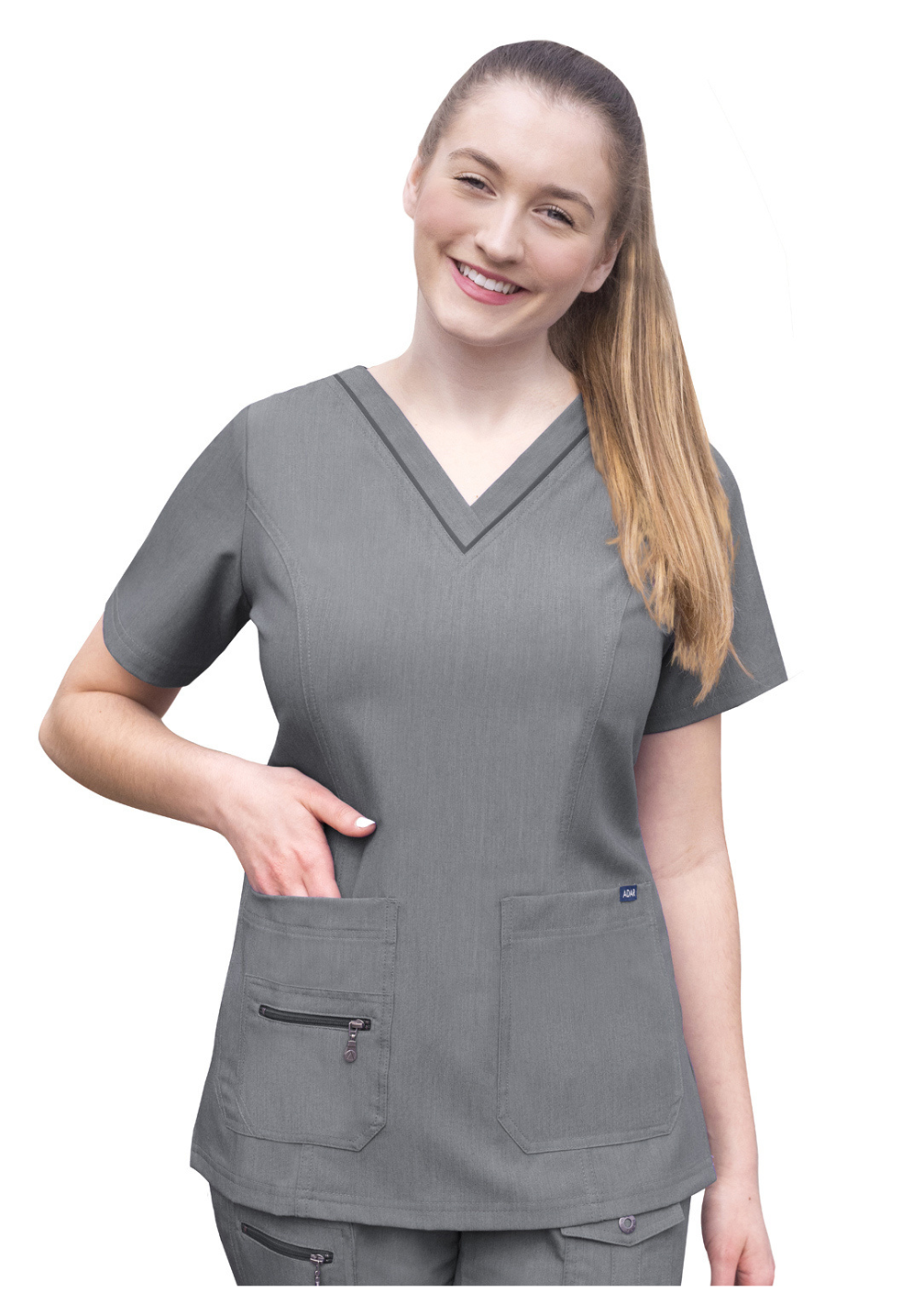 ADAR Elevated V-Neck Scrub Top w/ Zipper P4212 ( paired with #4100 pant or #7104 jogger)
