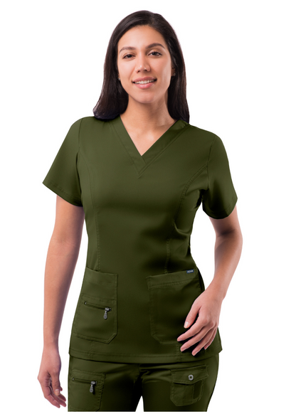 ADAR Elevated V-Neck Scrub Top w/ Zipper P4212 ( paired with #4100 pant or #7104 jogger)