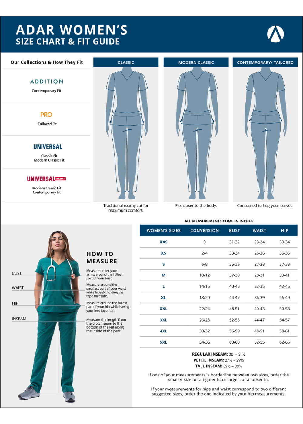 ADAR Sweetheart V-Neck Scrub Top (Without Zipper) P4210