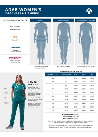 ADAR Sweetheart V-Neck Scrub Top (Without Zipper) P4210